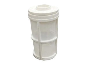 A Sparex in-line fuel filter, part number S.148229, featuring a white plastic cylindrical design with a mesh center and two solid end caps, crafted with precise inner and outer diameters.