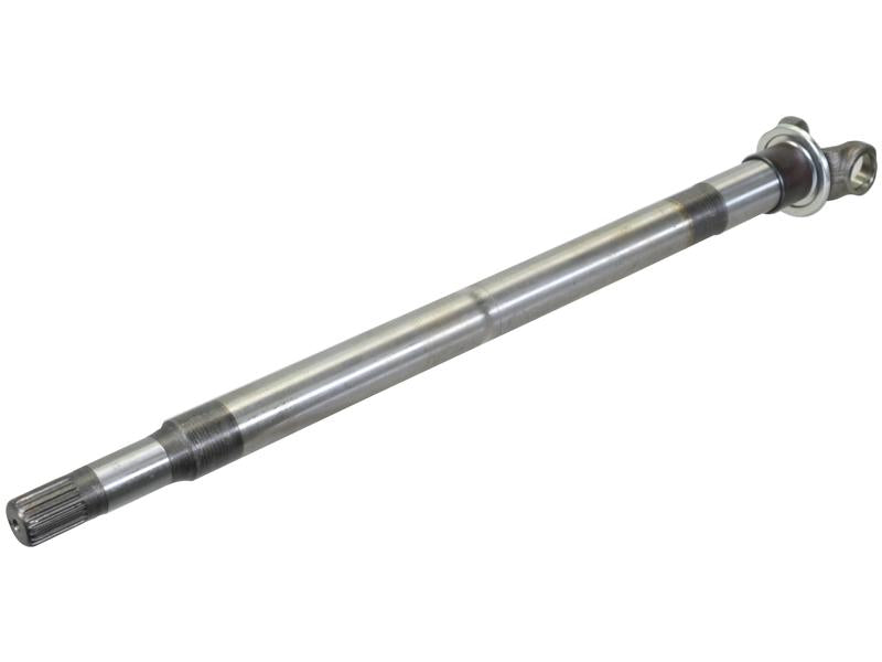 The Sparex Axle Shaft (Part No. S.148282) features a metal driveshaft with grooves on one end and a yoke on the other, making it suitable for John Deere machinery.