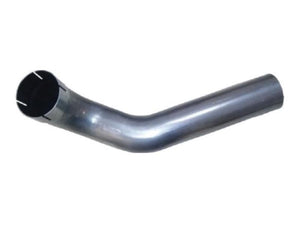 The Silencer Pipe (Sparex Part Number: S.149340) by Sparex is a metallic, L-shaped exhaust pipe made of aluminised steel with a slightly bent middle section and a flared end, designed perfectly for Fitting Ø applications.