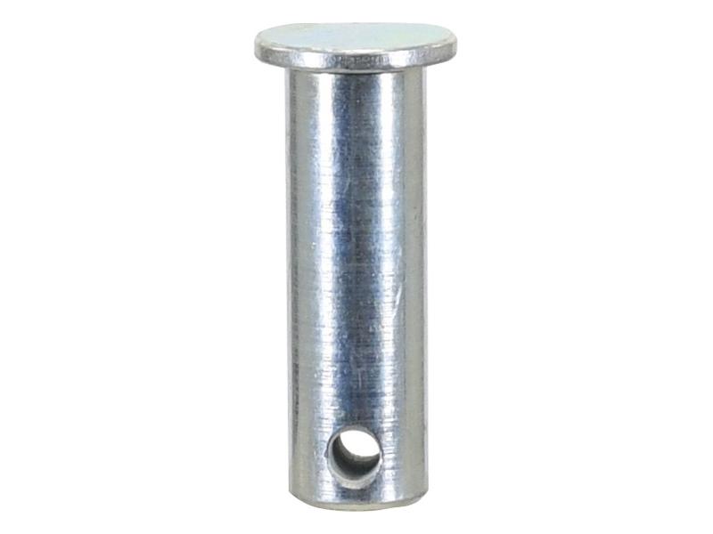 A cylindrical metal dowel pin with a flat head and a hole through its lower section, available in an 18x50mm size from Sparex.