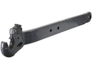 Product Description: The Lower Link Lift Arm - Ball Ø 36mm - Q.R. Hook Cat 3 - LH (Sparex Part Number: S.149955) from Sparex is a metal tow bar with a Cat 3 fitting on one end and holes along its length, designed for towing heavy equipment or vehicles.