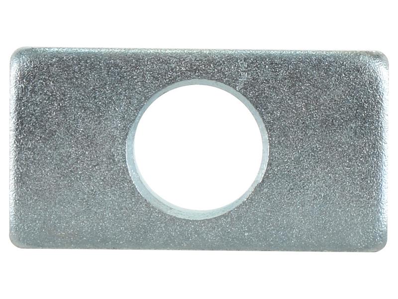 Rectangular lower link plate measuring 40x75mm with a central circular hole diameter of 25.5mm, conforming to Sparex standards. (Sparex Part Number: S.150214)