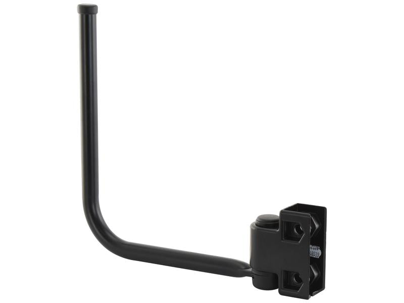 The Mirror Arm, 222mm by Sparex (S.150282), is a black metal utility hook with a wall-mount bracket designed for holding objects, featuring a curved, long horizontal arm Ø 19 mm.