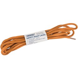 A pair of Draper Spare Laces For Nubsb Safety Boots - SFSL3, in orange, coiled together with a label indicating they are suitable for shoes with 4-7 pairs of eyelets.