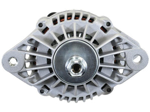 A front view of the Sparex Alternator (Sparex Part Number: S.150775) - 24V, 70 Amps in silver, featuring visible cooling vents, internal mounting, and mounting holes on either side.