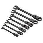 Draper Flexible Head Ratcheting Metric Combination Spanner Set (7 Piece) - 8230FMM/7/BK - Farming Parts