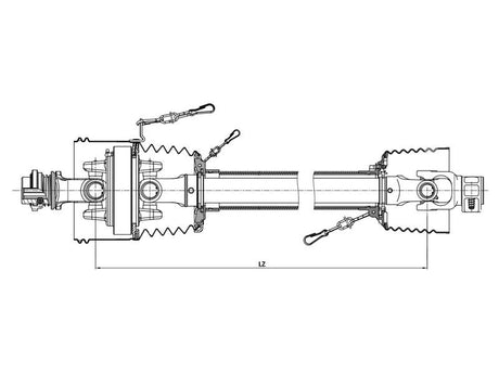 Sparex PTO Shaft - EUCV Wide Angle - One End, (Lz) Length: 1010mm, 1 3/8'' x 6 Spline 80° W.A. Slide Lock to 1 3/8'' x 6 Spline Q.R. | S.150972 - Product Image 2