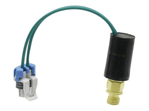 The Transmission Oil Pressure Sensor (Sparex Part Number: S.151356) from Sparex features a black cylindrical sensor, a green wire loop, and a white and blue connector; it is compatible with Sparex parts under Tariff Code 8512309030.