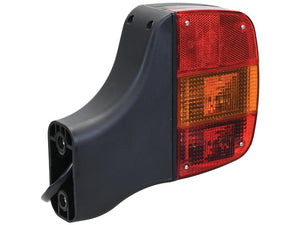 Close-up of the Sparex Rear Combination Light, featuring a black, red, and amber design with a curved plastic housing and an attached wire. This right-hand light includes an IP55-rated COBO halogen bulb and supports four functions: brake, tail, indicator, and number plate illumination for 12/24V systems (Sparex Part Number: S.151513).