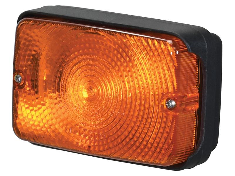 The Sparex Indicator Light (Halogen) LH, 12V, identifiable by Sparex Part Number S.151523, features an orange rectangular reflector with a black plastic casing and two side-mounted screws.