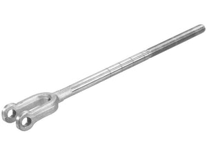 Introducing the Sparex Levelling Box Yoke - M22x2 Metric (Sparex Part Number: S.15221), a high-performance metal turnbuckle featuring a threaded rod with a U-shaped fork and eye, designed for precise thread size and optimal performance.