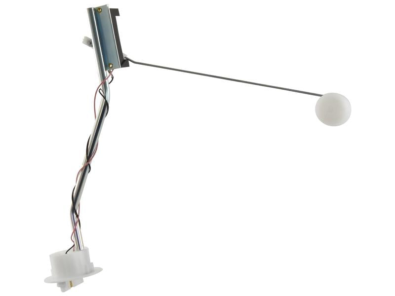 Image of the Sparex Fuel Sender Unit (Sparex Part No. S.152251) for a Fiat L60, featuring a metal arm, a white spherical float, and multiple electrical wires, designed to measure the fuel level in the vehicle's tank.