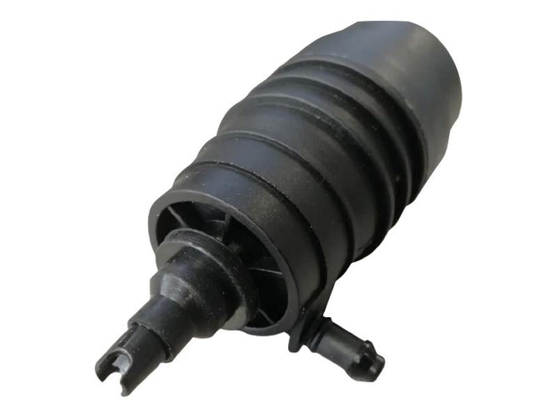 A black cylindrical windscreen washer pump with grooves and multiple connectors, likely for a vehicle windshield cleaning system, is listed under the Sparex Part Number S.152410 and may fall under tariff code 8512400090. It can be sourced from Sparex.