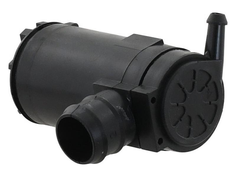 The Windscreen Washer Pump, under Sparex Part Number S.152468 and classified under Tariff Code 8512400090, is a black cylindrical plastic component featuring two protruding connectors and a textured circular end cap. It meets all industry standards.