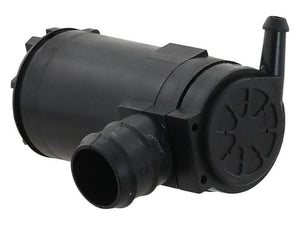 The Windscreen Washer Pump, under Sparex Part Number S.152468 and classified under Tariff Code 8512400090, is a black cylindrical plastic component featuring two protruding connectors and a textured circular end cap. It meets all industry standards.