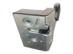 A metal door latch mechanism with multiple punched holes and a compact black handle on the right side, similar to those used in New Holland machinery, is available as the Door Latch | Sparex Part No. S.152597 from Sparex.