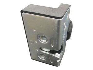 Close-up view of the New Holland Door Latch | Sparex Part No. S.152602 by Sparex, featuring a rectangular-shaped metal latch mechanism with various grooves and holes.