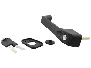 Viewed on a white background, the black locking Door Lock (Sparex Part Number: S.152607) set includes two matching keys, a mounting plate, and a circular cover.