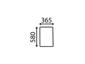 A rectangular diagram, tinted green, illustrates the dimensions of the Lower Front Glass (Sparex Part Number: S.152610) from Sparex, with a height of 580 units and a width of 365 units.