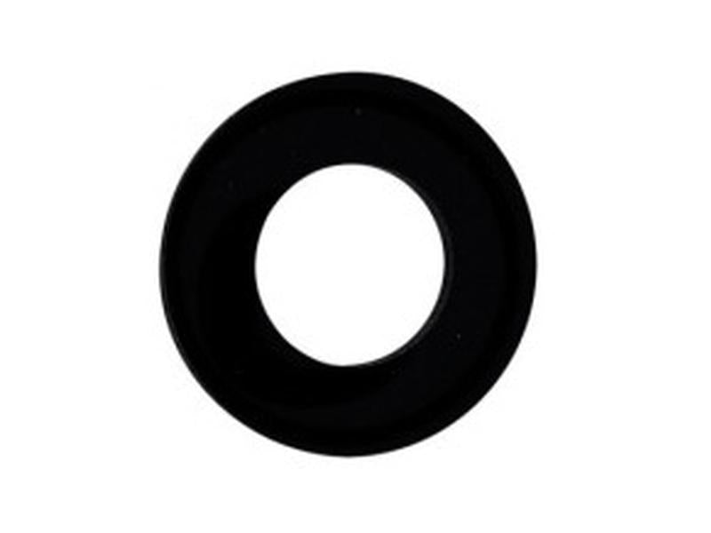 A black circular ring with a hollow center, resembling a Front Windscreen Hinge Gasket (Sparex Part Number: S.152633), on a plain white background.