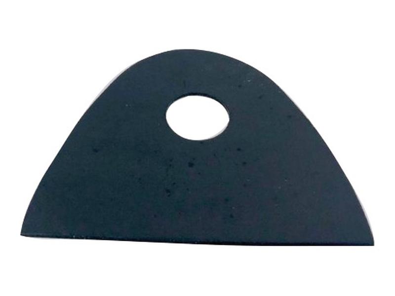 A black, triangular metal hand scraper with a rounded top and a circular hole near the center, compatible with Glass Door Hinge Gasket LH (Sparex Part Number: S.152655) from Sparex.