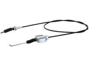 The Foot Throttle Cable from Sparex, with a total length of 2022mm and an outer cable length of 1745mm, features a black finish and metal fittings on both ends, including one with a hooked end. This design optimizes it for various applications and ensures compatibility, making it an ideal replacement part under Sparex Part Number S.152919.