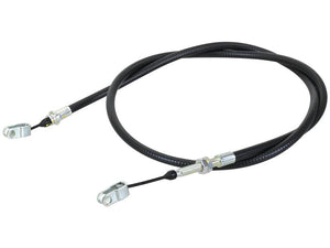 Introducing the Hitch Cable (Sparex Part Number: S.152932) – a versatile and flexible black throttle cable equipped with metal connectors at both ends, perfect for a wide range of applications. This Sparex product guarantees durability and reliability, featuring precise cable ends for effortless installation.