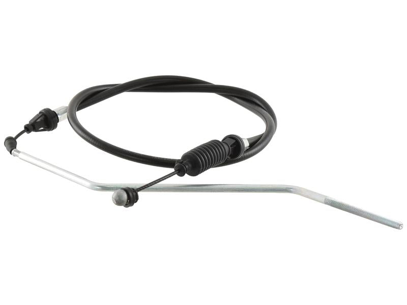 The Sparex Foot Throttle Cable (Part Number: S.152946), measuring 1008mm in length with an outer cable length of 790mm, is a black flexible Bowden cable featuring metal end fittings and connectors, commonly used for mechanical control applications with an adjustable outer cable length.