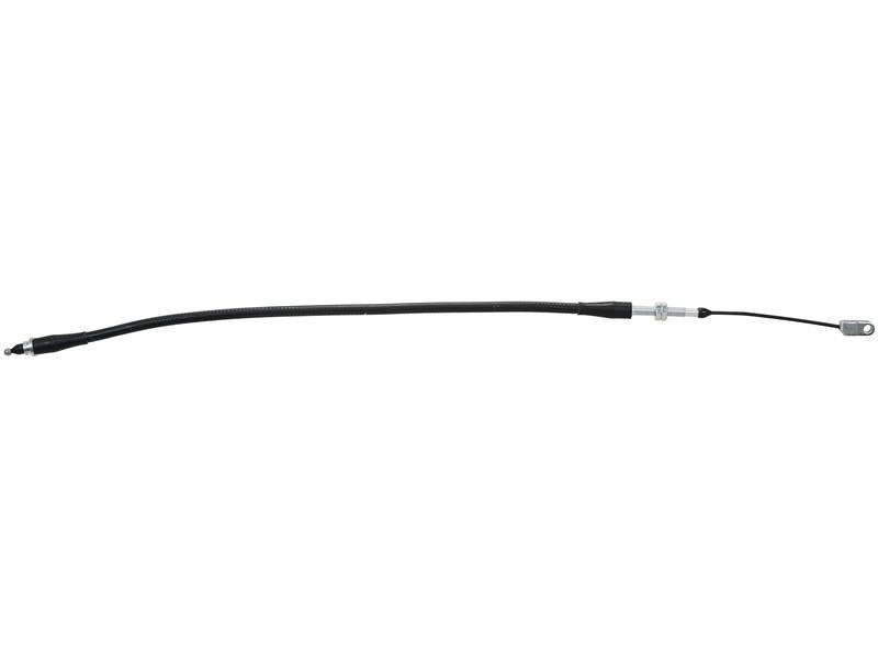 The Hitch Cable, Sparex Part Number: S.152957, is a black control cable fitted with metal connectors at both ends. Designed for mechanical operation in vehicles or machinery, this product from Sparex ensures durability and precise functionality across any required cable length.