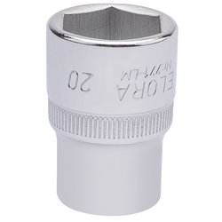 A Draper Elora Hexagon Socket, 1/2" Sq. Dr., 20mm - 771-LM 20, engineered from chrome vanadium steel for superior strength and corrosion resistance.