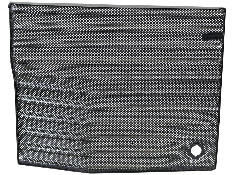 A rectangular, perforated metal sheet with a hole in the bottom right corner, perfect as the Sparex Side Panel RH (Sparex Part No. S.153494) for Ford New Holland models.