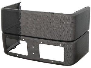 The Sparex Front Grille (Sparex Part No. S.153518) is a black, perforated metal vent cover with two rectangular cutouts and several mounting holes, designed to seamlessly integrate with the Ford TS100 front grille.