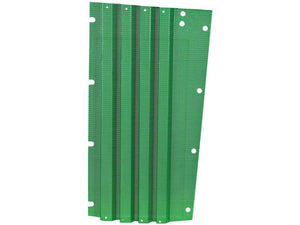 Green perforated Side Grille with a corrugated design and multiple holes along the edges, ideal for RH fitment, designed under Sparex part number S.153679.