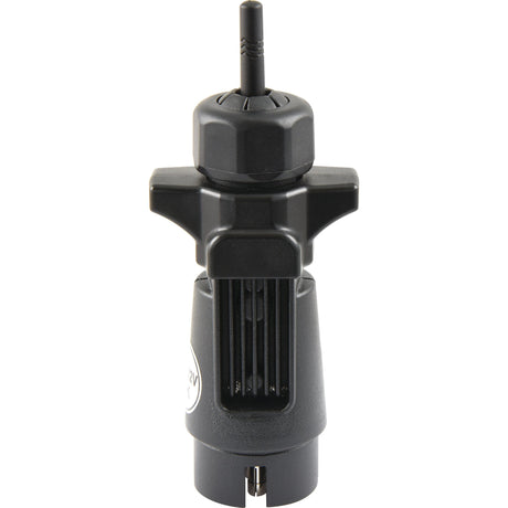 Close-up image of the Sparex CAN Bus Transmitter for Connix Lighting Set - 12V, featuring a black plastic body with vertical ridges and a textured grip. This device, compatible with Sparex Connix systems and identified as Sparex Part No. S.153694, includes a knurled knob on top and a small antenna-like protrusion for 2.4GHz wireless connectivity.