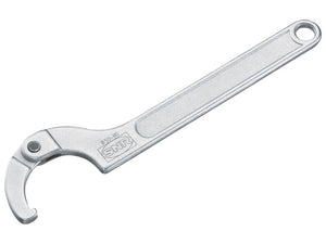 The Sparex NTN SNR Hook C Spanner, measuring 50-80mm Ø, features a hooked end and a hole in the handle for hanging. It is marked with "NTN SNR" and "8-15/180".