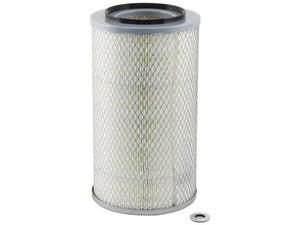 A cylindrical air filter with a metal mesh exterior and a rubber-sealed opening at the top. A small rubber gasket lies next to it at the base. Quality you trust, like Sparex with their Air Filter - Outer | Sparex Part No.S.154473.