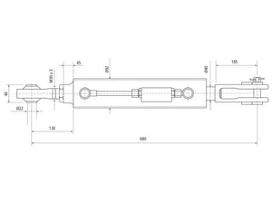 Sparex Hydraulic Levelling Box (Supplied with: Hoses) - Ball Ø 22mm - Fork Hole Ø 23x50mm - Min. Length: 680mm, Cylinder Bore: 80mm. | S.155245 - Product Image 2
