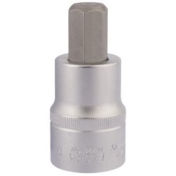 The Draper Elora Hexagon Screwdriver Socket, 3/4" Sq. Dr., 17mm - 770-SIN 17 is a tool crafted from chrome vanadium steel, featuring a hexagonal drive at the top and a round base for attachment.