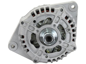 A close-up view of the Sparex Alternator (Sparex Part Number: S.155598) – 14V, 120 Amps, featuring its metal casing, central rotor, and a clearly visible Hex Nut.