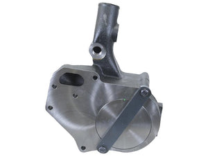 A Sparex Water Pump Assembly (Sparex Part No. S.155702) featuring a cylindrical protrusion, multiple mounting holes, and a smooth, flat surface partially covered by a metal bar secured with screws.