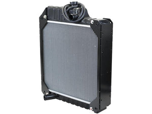 The Sparex Radiator (Part Number: S.155806), featuring core width and height, along with upper and lower hose connections, is displayed against a white background. Renowned for its quality, Sparex ensures durability and performance for your vehicle's cooling system.