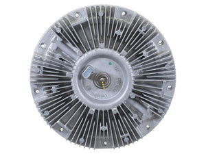 A top-view image of the Sparex Viscous Fan Drive (Sparex Part Number: S.156055) reveals a circular metal structure featuring an intricate pattern of fins and components, suggestive of a mechanical part by BorgWarner.