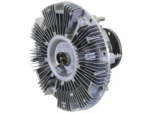 A metallic Viscous Fan Drive (Sparex Part Number: S.156104) by Sparex, featuring visible fins, a central bearing, and bolt holes, used for regulating the engine fan's operation.