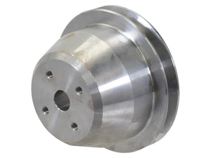 A machined metallic component with a cylindrical shape, featuring several bolt holes and a grooved outer surface, resembling the Sparex Water Pump Pulley (Part Number: S.156166).