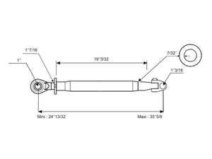 Sparex Top Link Heavy Duty (Cat.30mm/2 (Ø30/25mm)) Knuckle and Ball, M36 x 3.00, Min. Length: 620mm. | S.1591 - Product Image 3