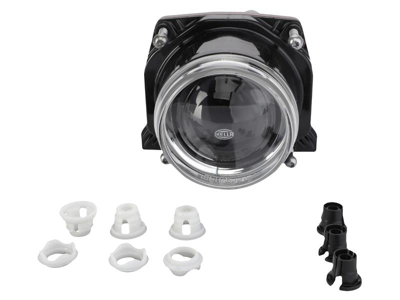 A Sparex Head Light (Bi Halogen) assembly, RH & LH, LH Dip, featuring an H7 bulb for a 12V 55W Bi Halogen Light setup, with six white and black plastic mounting components on a white background. Sparex Part Number: S.160748.