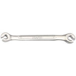 A Draper Flare Nut Spanner, 6 X 8mm - BAW-FN, crafted from chrome vanadium steel with one side slightly larger than the other, laid flat on a white background.