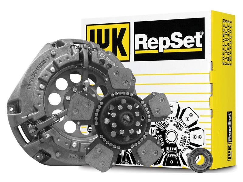 Image of a Sparex Clutch Kit with Bearings (Part Number: S.162665), including a clutch disc, pressure plate, and release bearing, positioned next to the product packaging. Cover size details are prominently displayed.