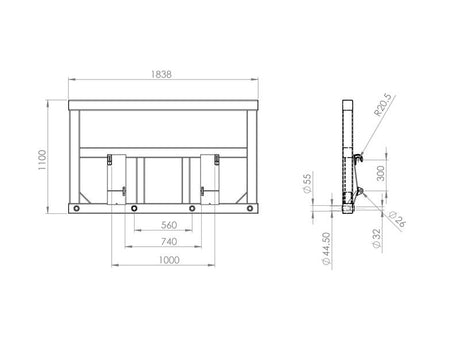 Sparex Heavy Duty Big Square Bale Frame - Not Supplied With Tines | S.162682 - Product Image 3
