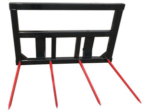 Introducing the Sparex Heavy Duty Big Square Bale Frame - 4 x S.77018 (Conus 2), part number S.162683, which features a CE Approved metal frame with four red-tipped prongs extending from the bottom for attaching to machinery such as tractors or forklifts. Manufactured by Sparex, this bale frame boasts a high load capacity, ensuring both safety and efficiency.